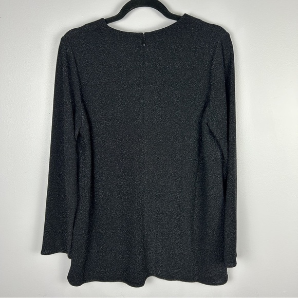 Misook Classic Sparkle Twist-Detail Long-Sleeve Tunic Top Medium Black - Picture 13 of 14